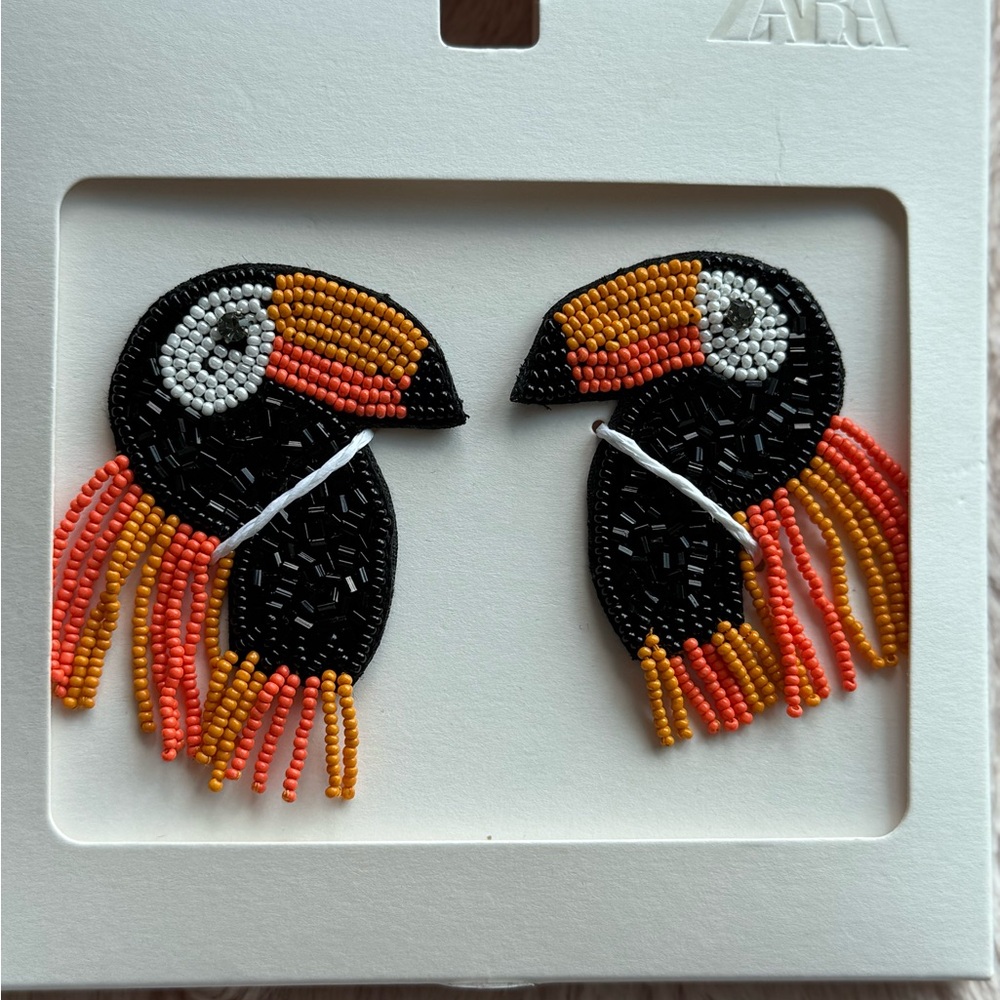 Zara Multicolor Toucan Beaded Earrings